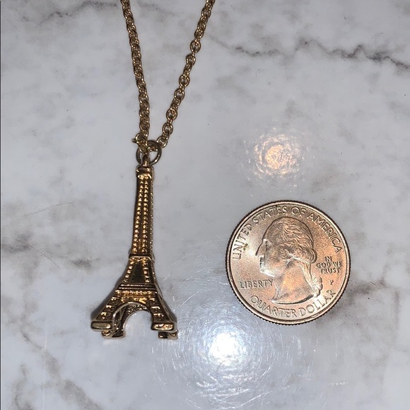 Long Eiffel Tower Paris Necklace Gold - Picture 7 of 13